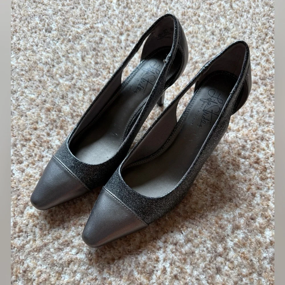 Life Stride Soft System 2.5" Heels Cap toe Pump Metallic Gray Sparkle 7 Classy - Picture 1 of 5